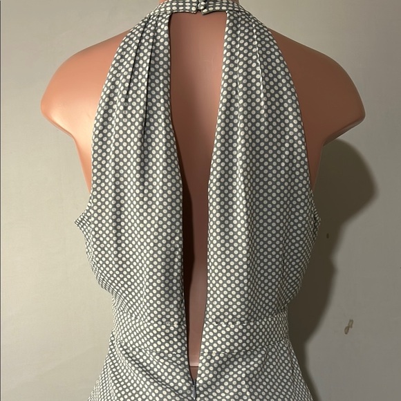 Express Women’s Polka Dot Halter  Keyhole Neck Lined Fit and Flare Dress Sz 12 - Picture 9 of 14